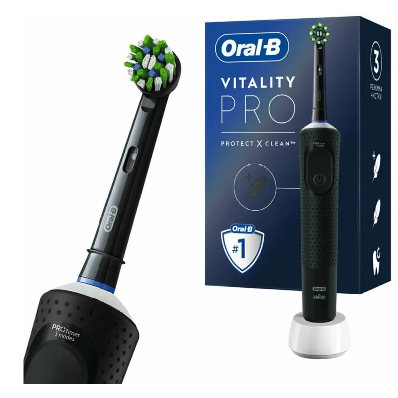 Электрическая зубная щетка Braun Oral-B Vitality Pro + Зубная нить (D103.413.3), Black