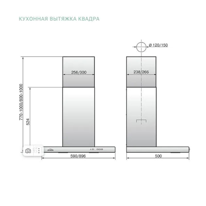 Вытяжка Elikor Квадра 60П-650-К3Д, (60 см), Антрацит